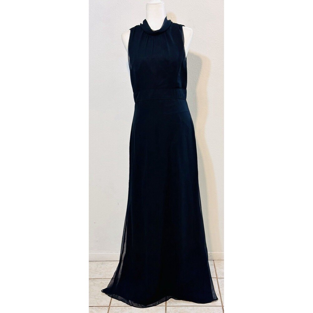 Jim Hjelm Occasions Size 12 Long Formal Halter Chiffon Dress Black Tie Back